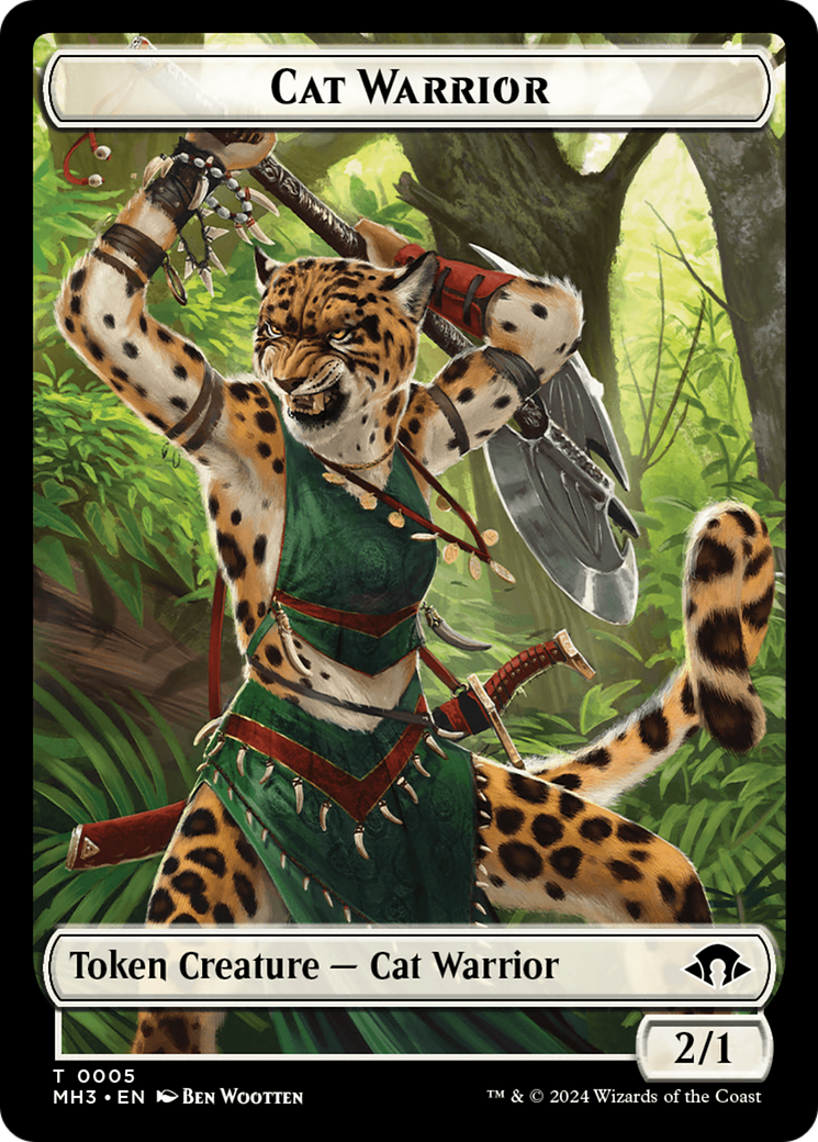 Cat Warrior // Energy Reserve Double-Sided Token [Modern Horizons 3 Tokens] | North of Exile Games
