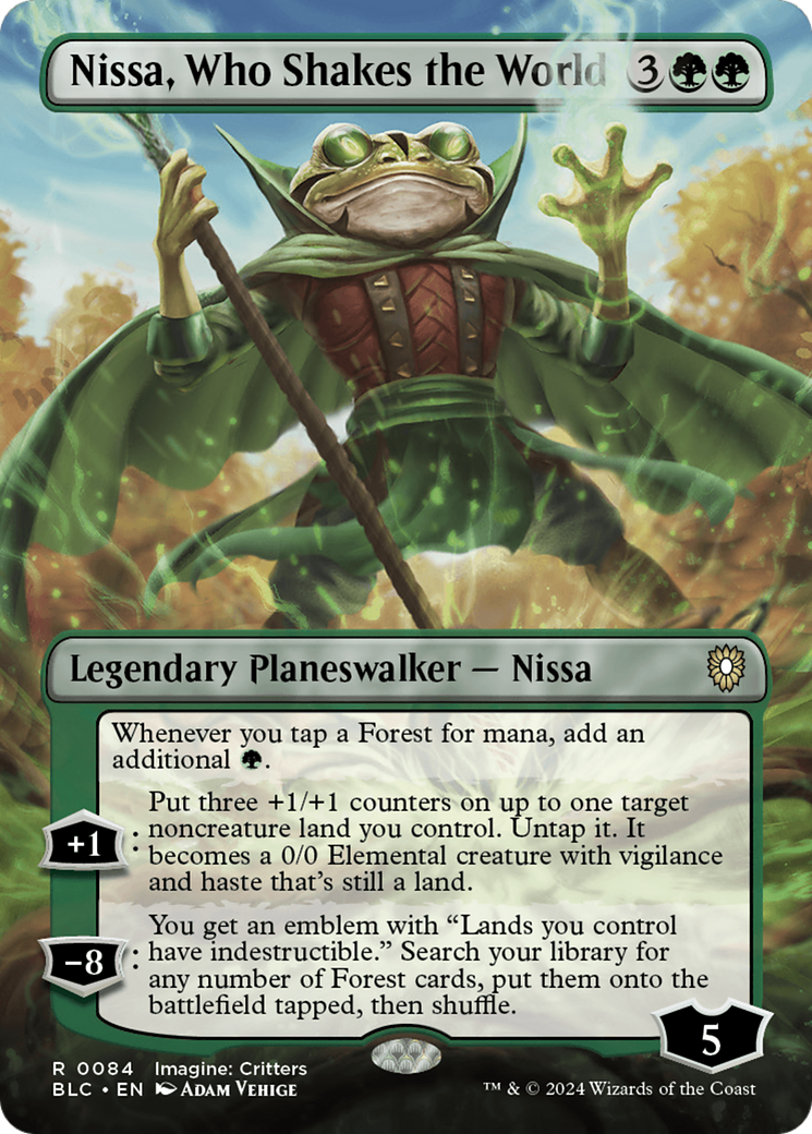 Nissa, Who Shakes the World (Borderless) [Bloomburrow Commander] | North of Exile Games