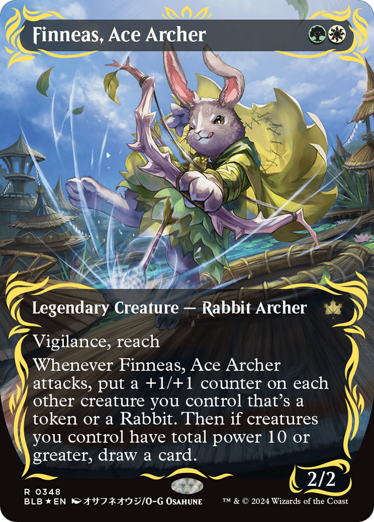 Finneas, Ace Archer (Borderless) (Raised Foil) [Bloomburrow] | North of Exile Games