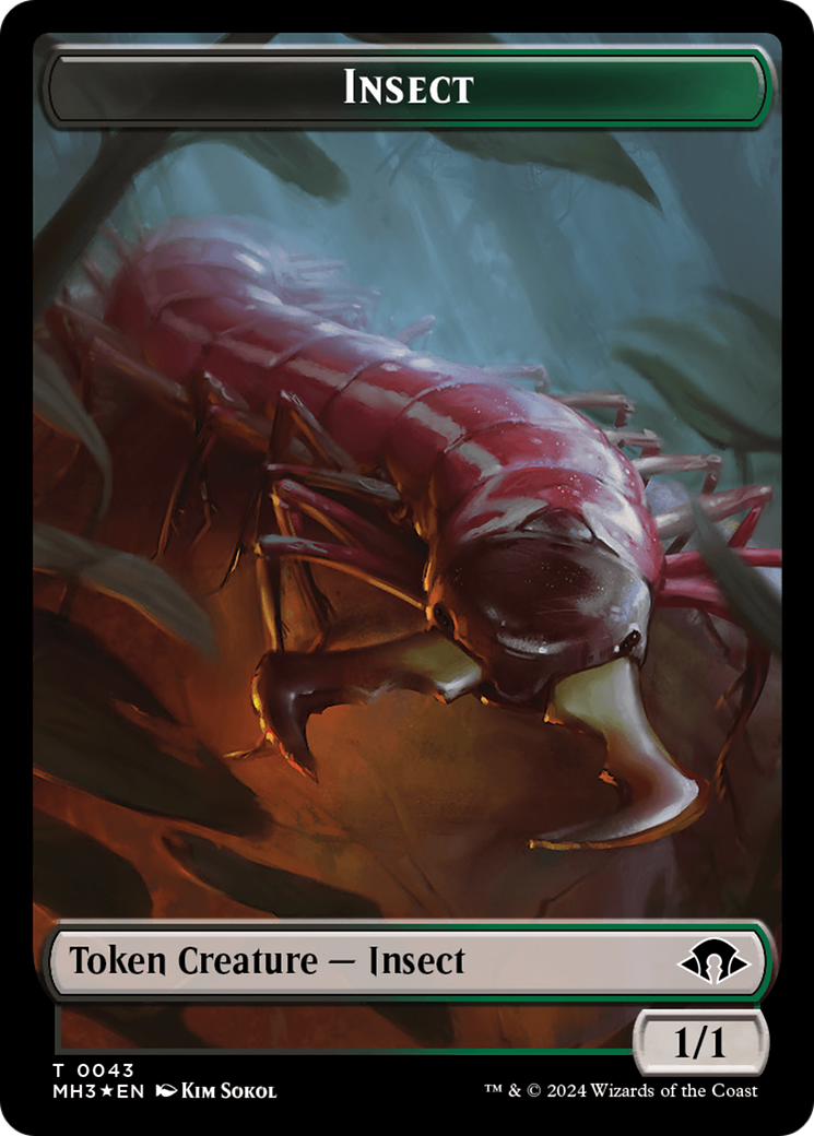 Insect (0043) (Ripple Foil) // Zombie Double-Sided Token [Modern Horizons 3 Tokens] | North of Exile Games