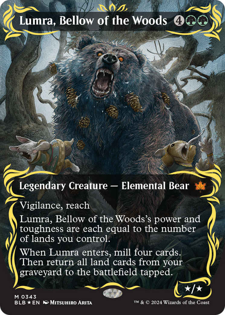 Lumra, Bellow of the Woods (Borderless) (Raised Foil) [Bloomburrow] | North of Exile Games