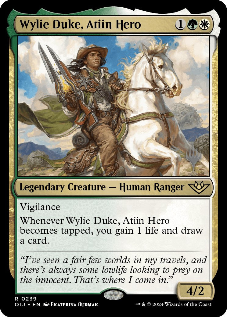 Wylie Duke, Atiin Hero (Promo Pack) [Outlaws of Thunder Junction Promos] | North of Exile Games