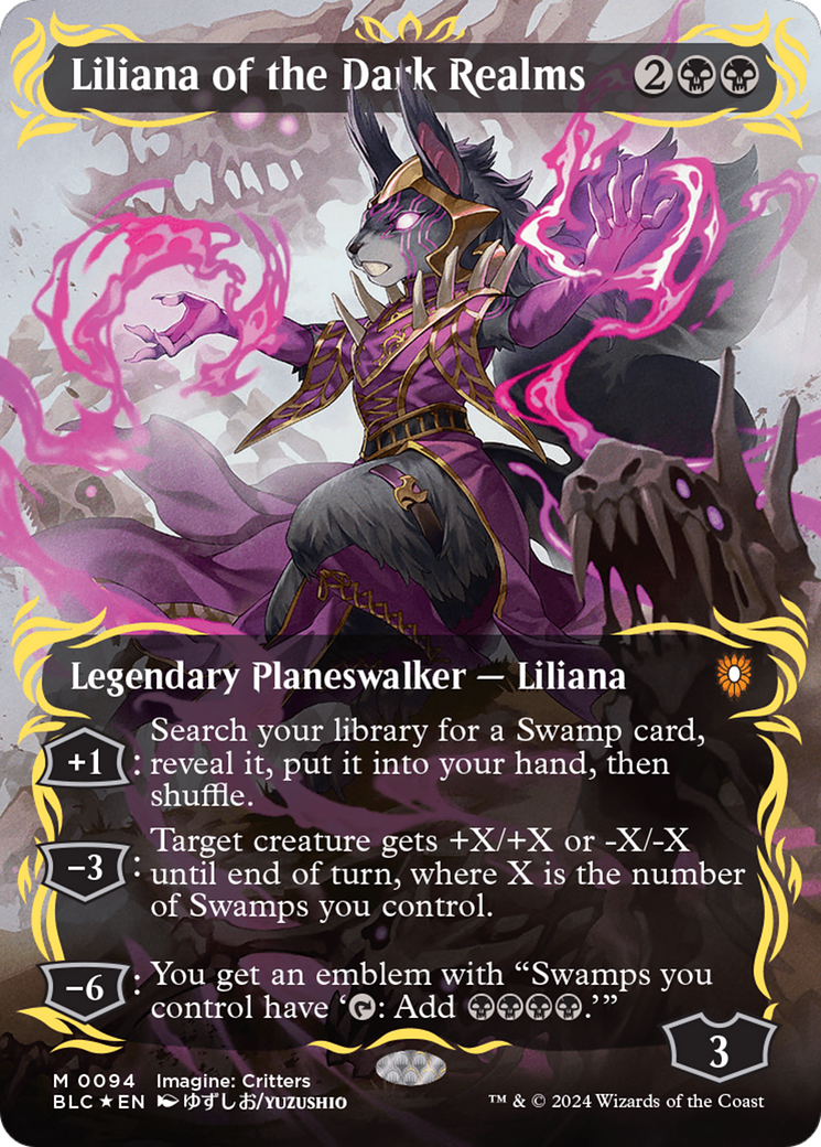 Liliana of the Dark Realms (Borderless) (Raised Foil) [Bloomburrow Commander] | North of Exile Games