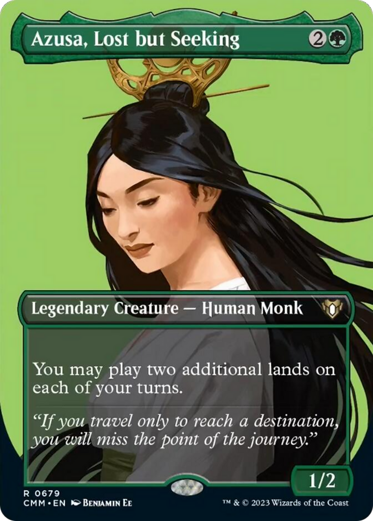 Azusa, Lost but Seeking (Borderless Profile) [Commander Masters] | North of Exile Games