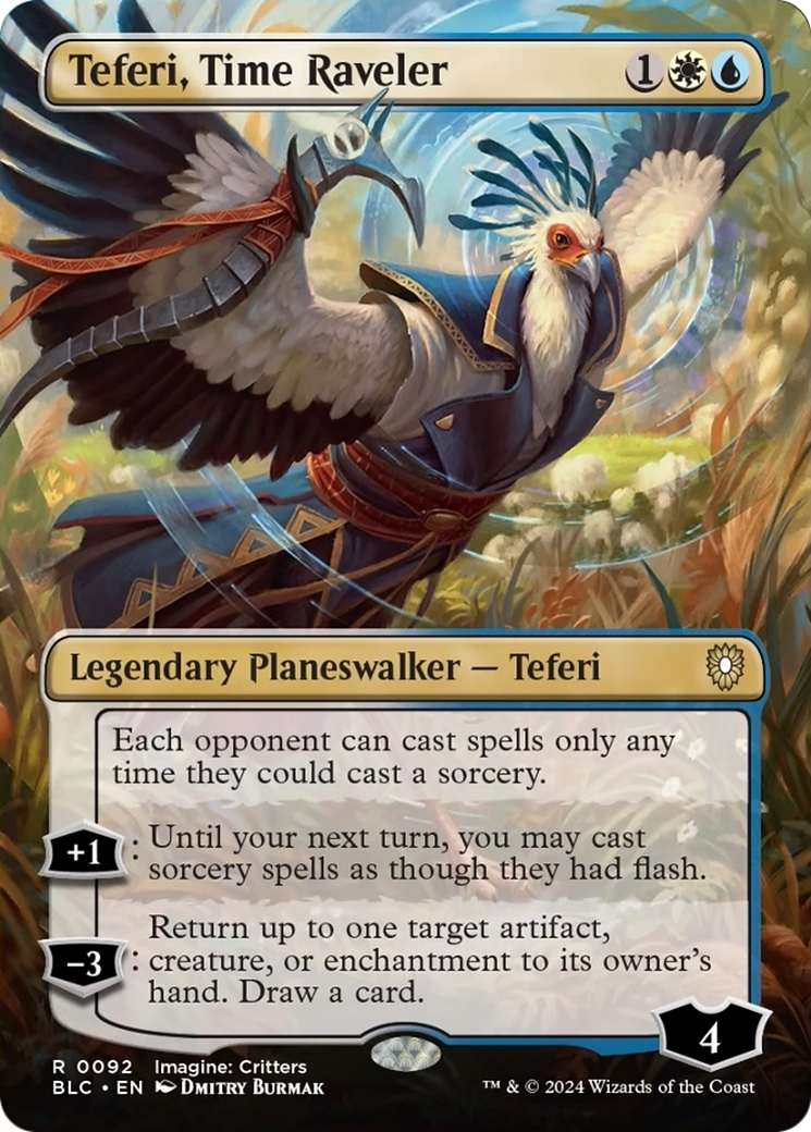 Teferi, Time Raveler (Borderless) [Bloomburrow Commander] | North of Exile Games