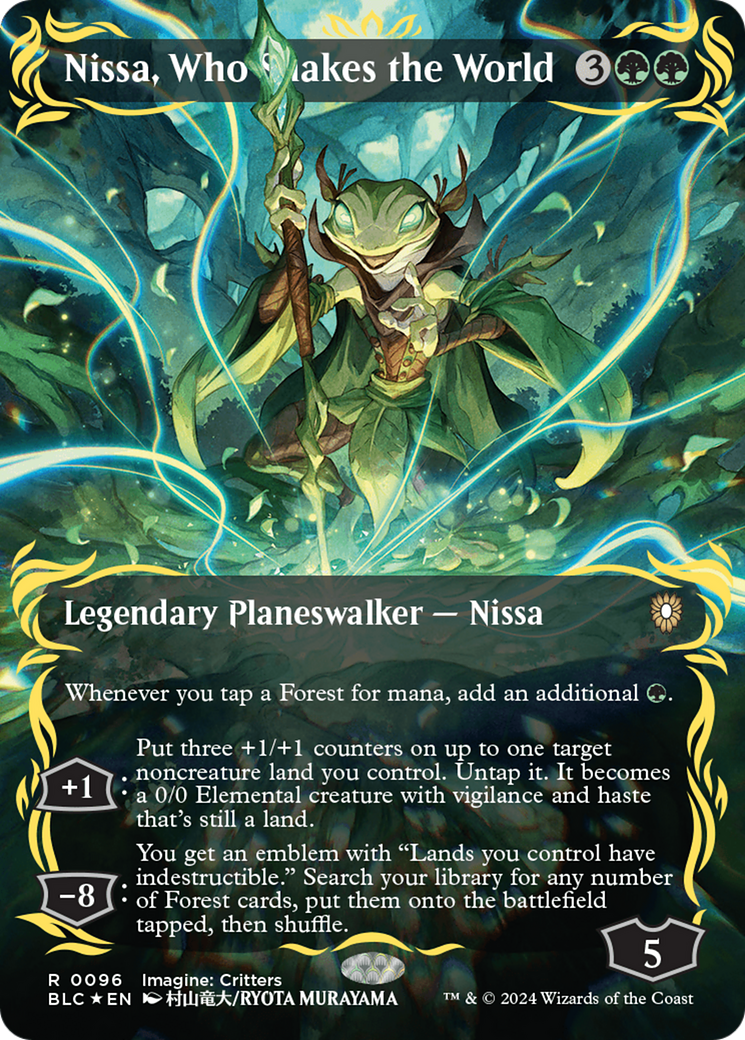 Nissa, Who Shakes the World (Borderless) (Raised Foil) [Bloomburrow Commander] | North of Exile Games