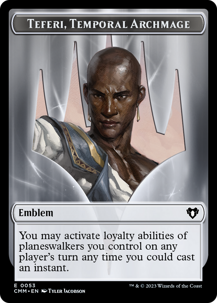 Clue // Emblem - Teferi, Temporal Archmage Double-Sided Token [Commander Masters Tokens] | North of Exile Games