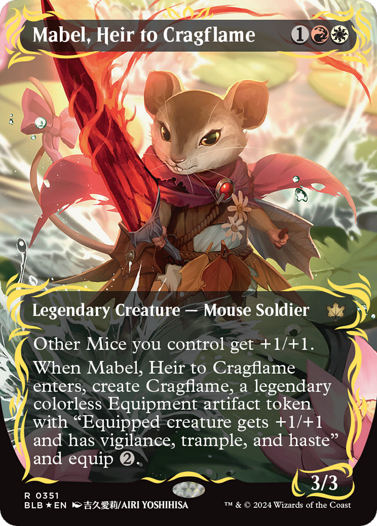 Mabel, Heir to Cragflame (Borderless) (Raised Foil) [Bloomburrow] | North of Exile Games