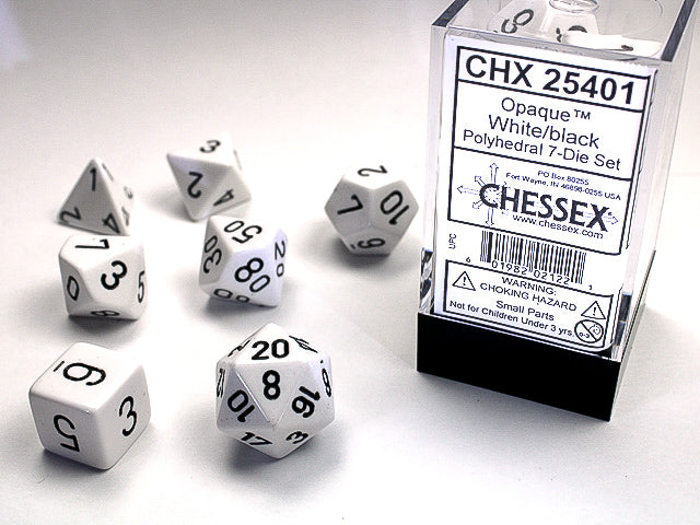 Opaque White/Black 7-Die Set - CHX25401 | North of Exile Games