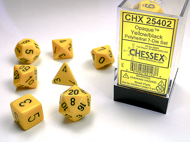 Opaque Yellow/Black 7-Die Set - CHX25402 | North of Exile Games