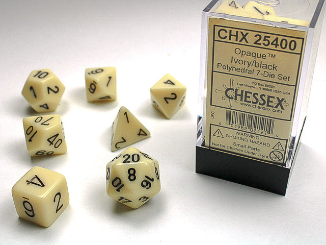 Opaque Ivory/Black 7-Die Set - CHX25400 | North of Exile Games
