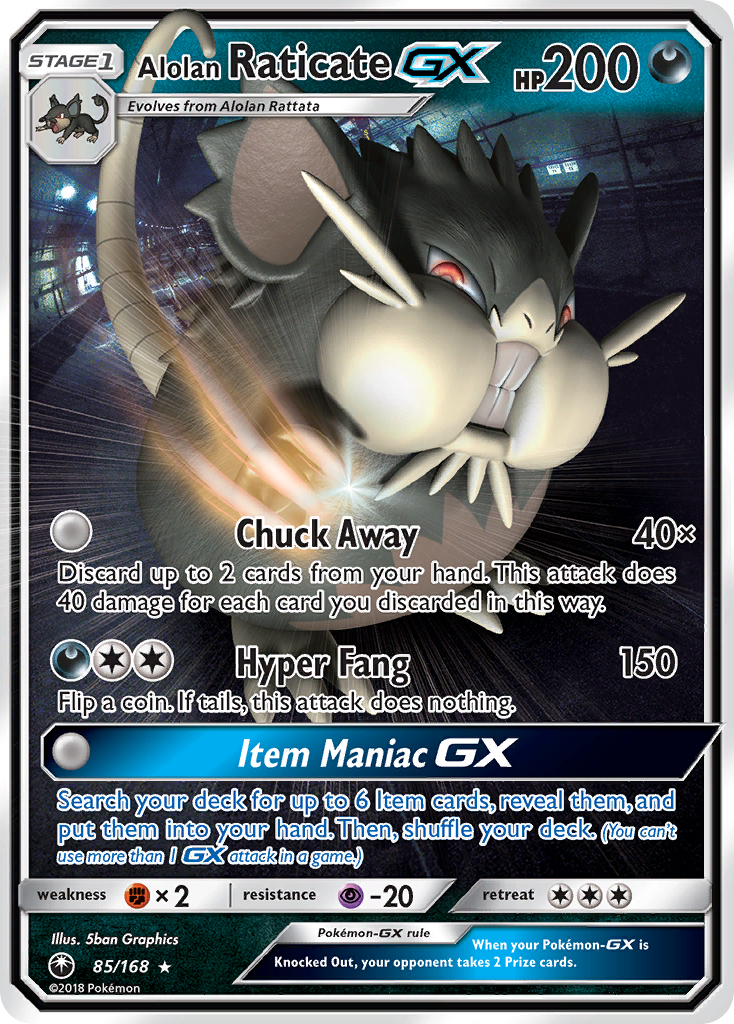 Alolan Raticate GX (85/168) [Sun & Moon: Celestial Storm] | North of Exile Games