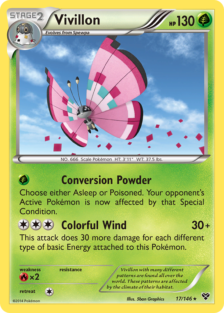 Vivillon (17/146) (Meadow Form/Pink Wings) [XY: Base Set] | North of Exile Games