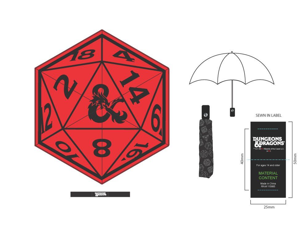 Umbrella - Dungeons & Dragons - D20 red | North of Exile Games