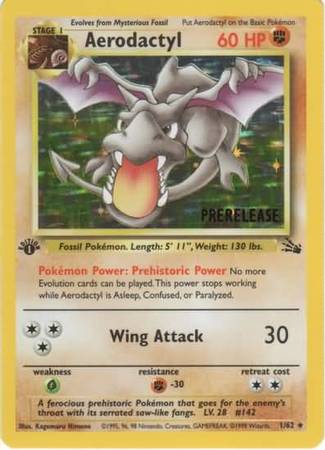Aerodactyl (1/62) (Prerelease Promo) [Fossil 1st Edition] | North of Exile Games