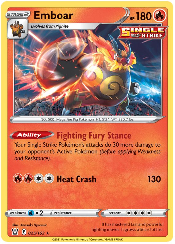 Emboar (025/163) [Sword & Shield: Battle Styles] | North of Exile Games
