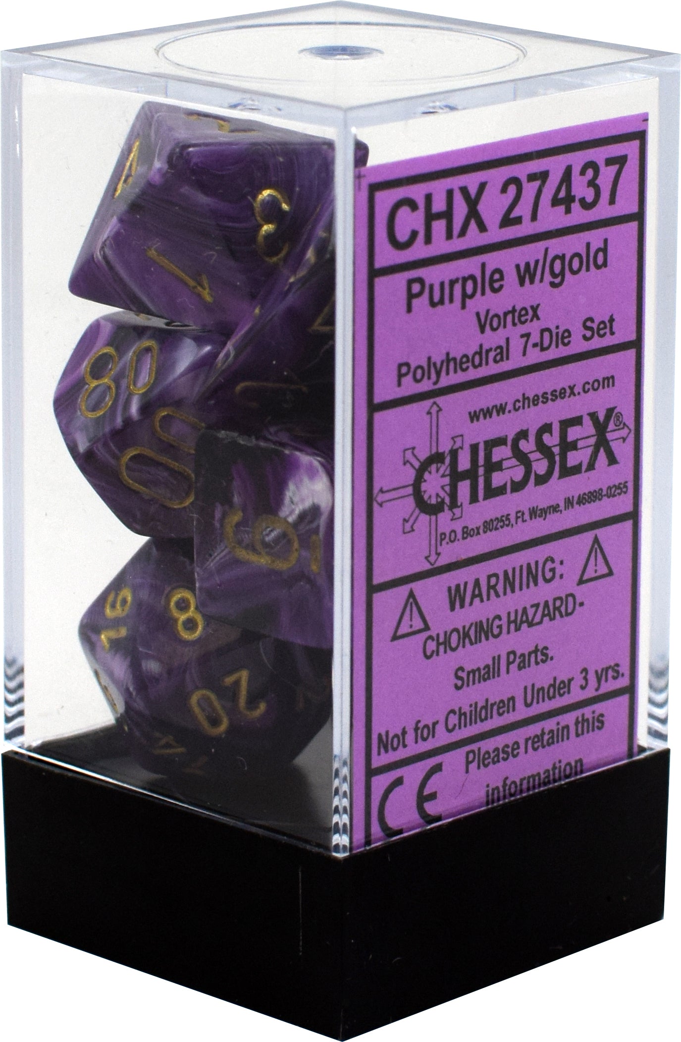 Vortex Purple / Gold 7 Dice Set - CHX27437 | North of Exile Games