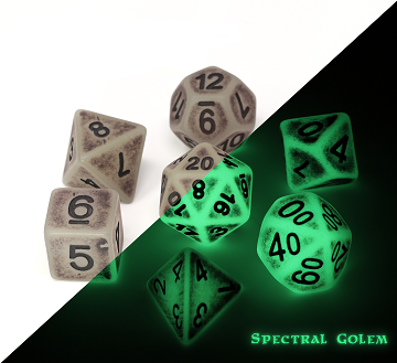 Spectral Golem  Poly Dice set - Glow in the dark | North of Exile Games