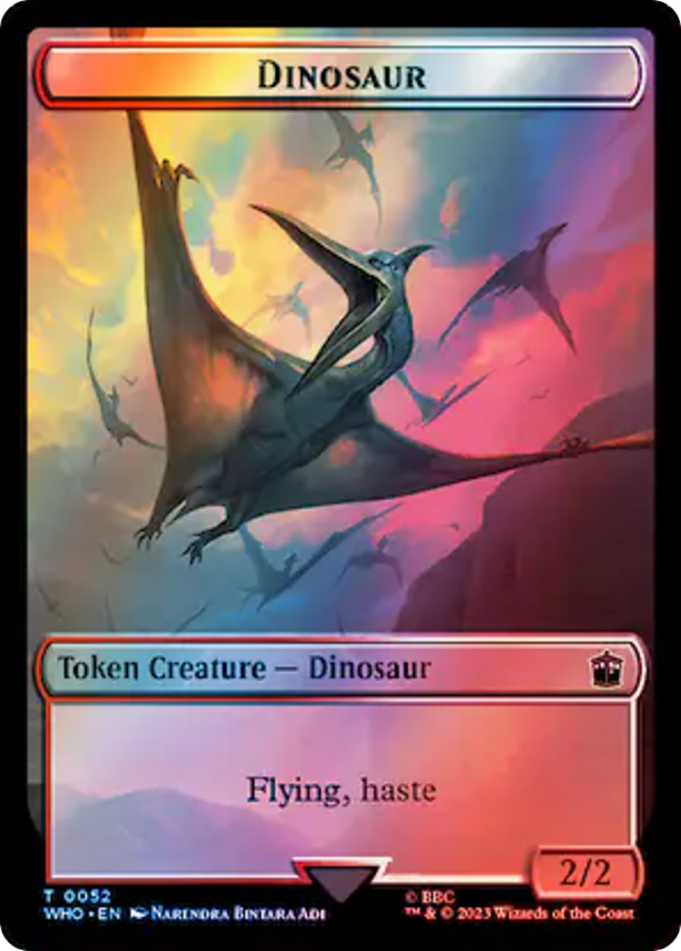 Soldier // Dinosaur Double-Sided Token (Surge Foil) [Doctor Who Tokens] | North of Exile Games