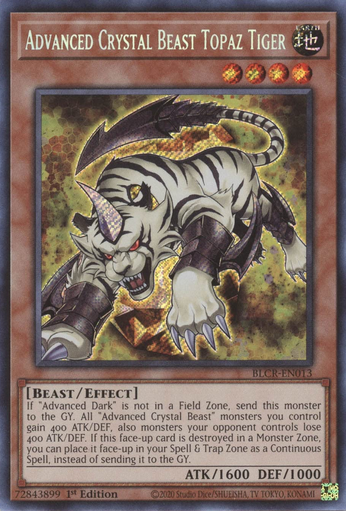 Advanced Crystal Beast Topaz Tiger [BLCR-EN013] Secret Rare | North of Exile Games