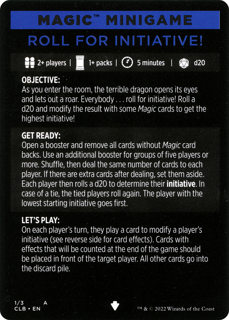 Roll for Initiative! (Magic Minigame) [Commander Legends: Battle for Baldur's Gate Minigame] | North of Exile Games