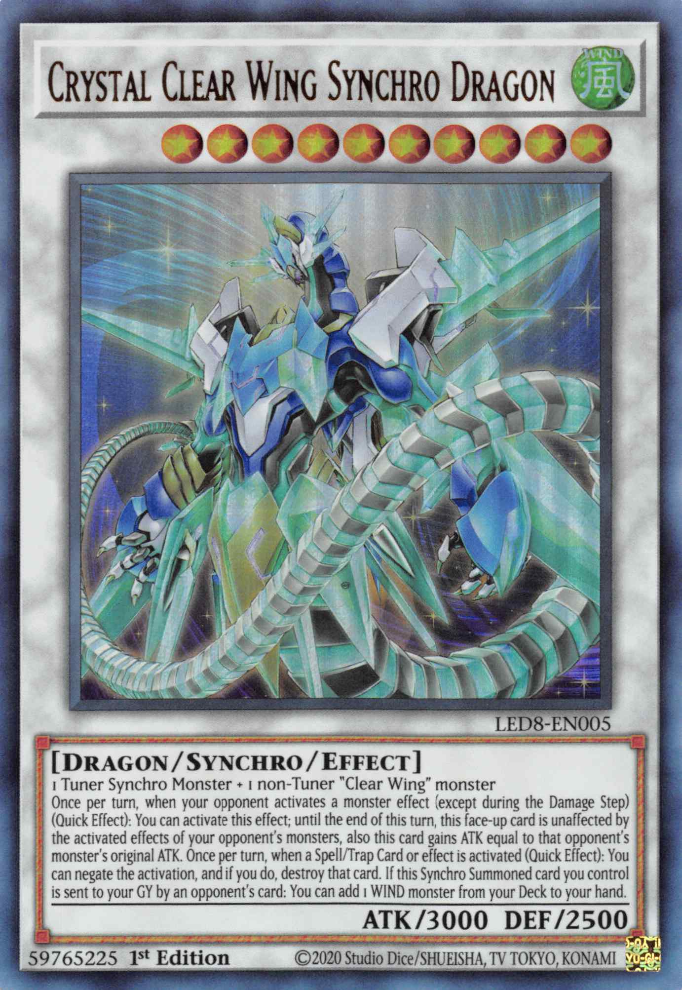 Crystal Clear Wing Synchro Dragon [LED8-EN005] Ultra Rare | North of Exile Games
