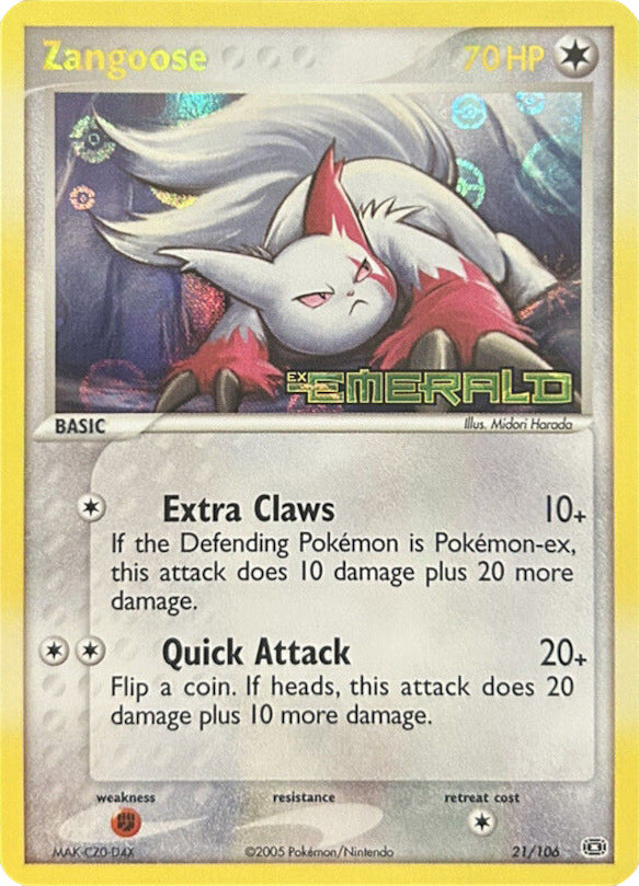 Zangoose (21/106) (Stamped) [EX: Emerald] | North of Exile Games