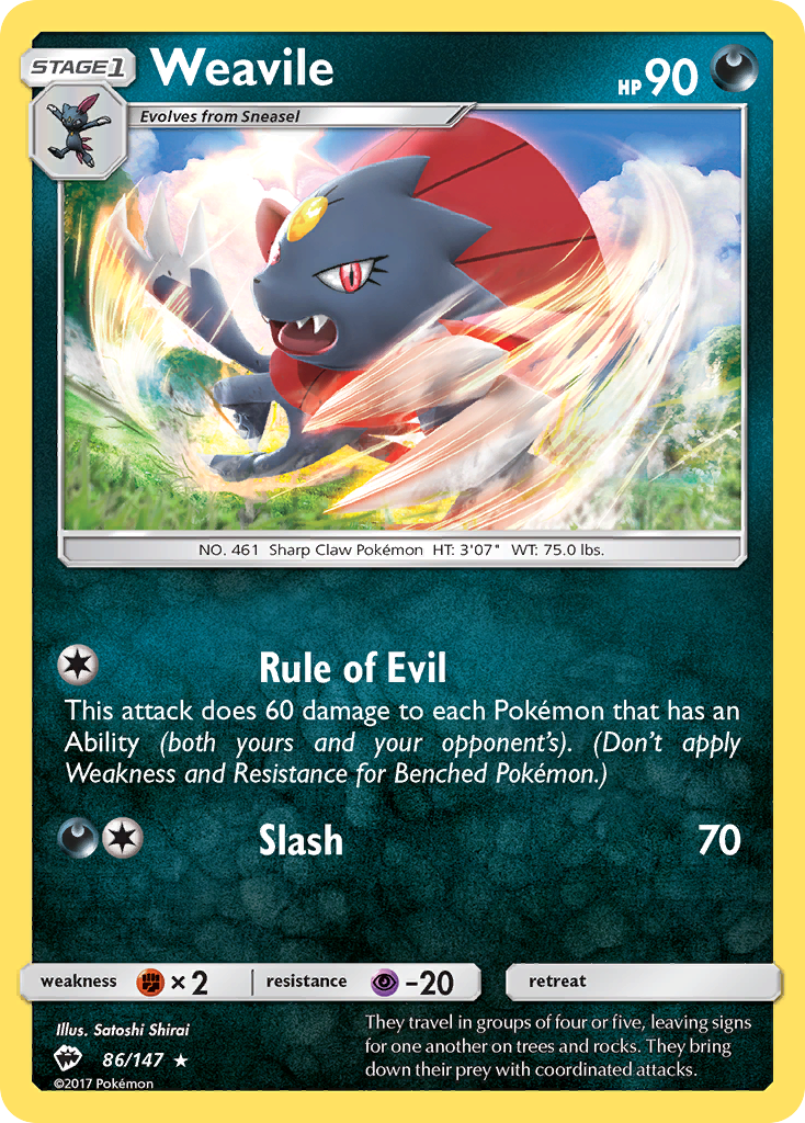 Weavile (86/147) [Sun & Moon: Burning Shadows] | North of Exile Games