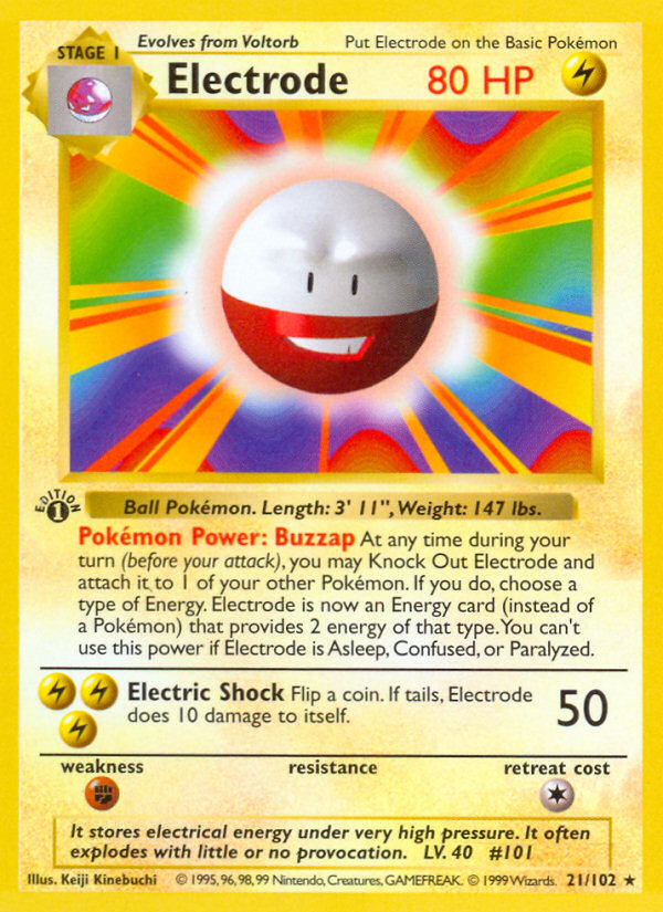 Electrode (21/102) (Shadowless) [Base Set 1st Edition] | North of Exile Games