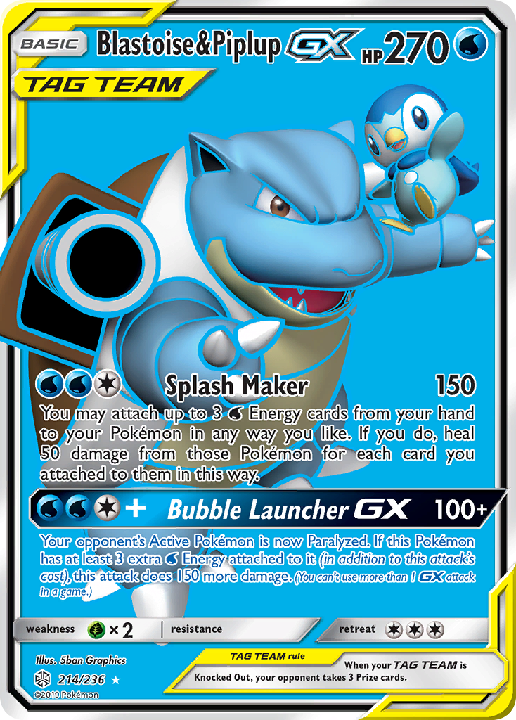 Blastoise & Piplup GX (214/236) [Sun & Moon: Cosmic Eclipse] | North of Exile Games