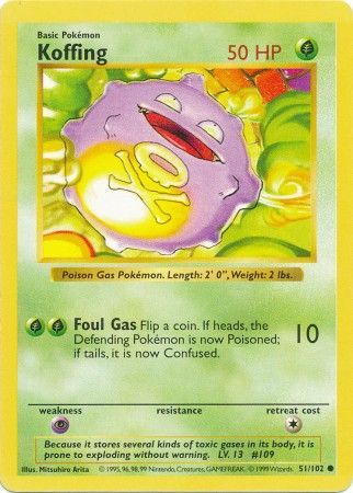 Koffing (51/102) [Base Set Shadowless Unlimited] | North of Exile Games