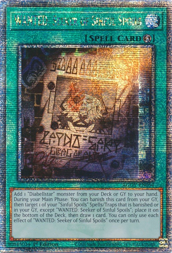 WANTED: Seeker of Sinful Spoils (Quarter Century Secret Rare) [AGOV-EN054] Quarter Century Secret Rare | North of Exile Games