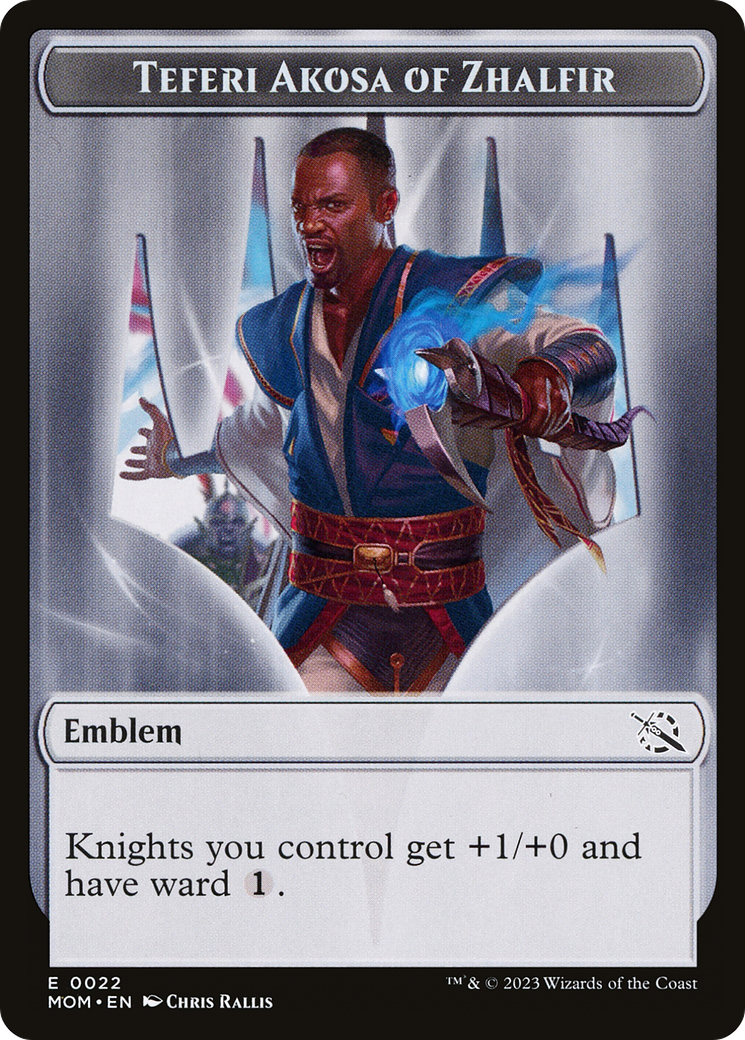 Treasure (20) // Teferi Akosa of Zhalfir Emblem Double-Sided Token [March of the Machine Tokens] | North of Exile Games