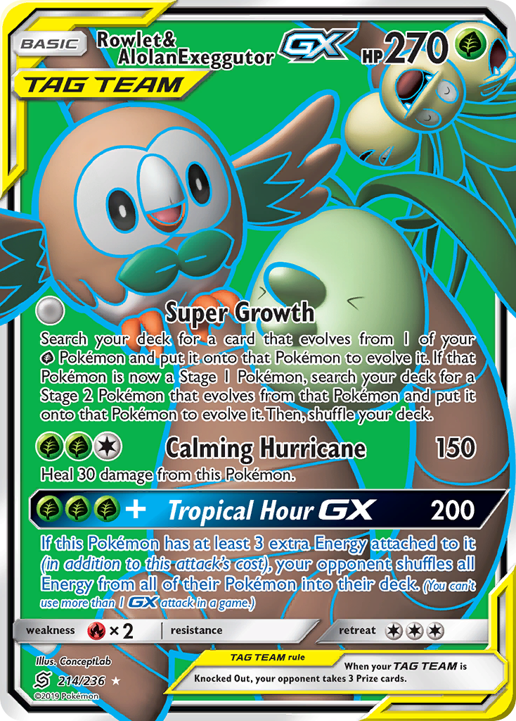 Rowlet & Alolan Exeggutor GX (214/236) [Sun & Moon: Unified Minds] | North of Exile Games