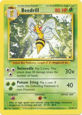 Beedrill (17/102) [Base Set Unlimited] | North of Exile Games