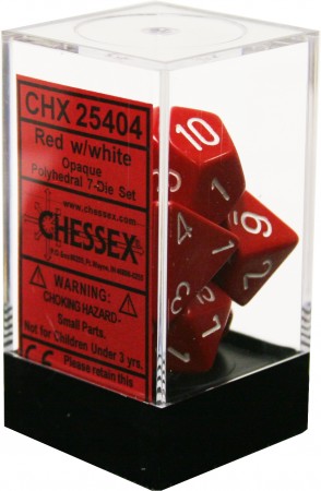 Opaque Red/White 7-Die Set - CHX25404 | North of Exile Games