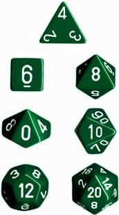 Opaque Green / White 7 Dice Set - CHX25405 | North of Exile Games