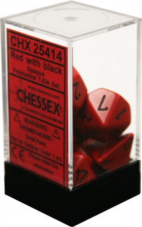 Opaque Red / Black 7 Dice Set - CHX25414 | North of Exile Games