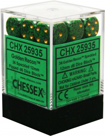 36 Golden Recon Speckled 12mm D6 Dice Block - CHX25935 | North of Exile Games