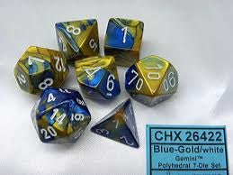 Gemini Blue-Gold / White 7 Dice Set - CHX26422 | North of Exile Games