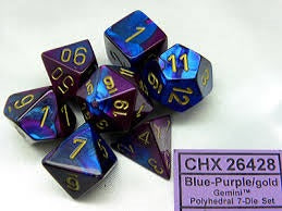 Gemini Blue-Purple / Gold 7 Dice Set - CHX26428 | North of Exile Games