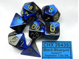 Gemini Black-Blue/Gold 7 Die Set - CHX26435 | North of Exile Games