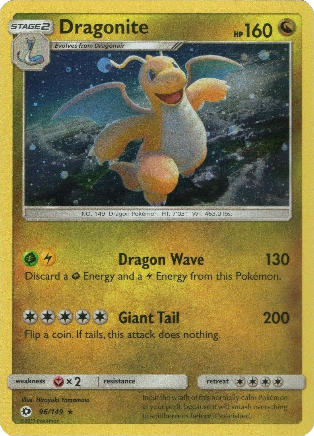 Dragonite (96/149) (Cosmos Holo) [Sun & Moon: Base Set] | North of Exile Games