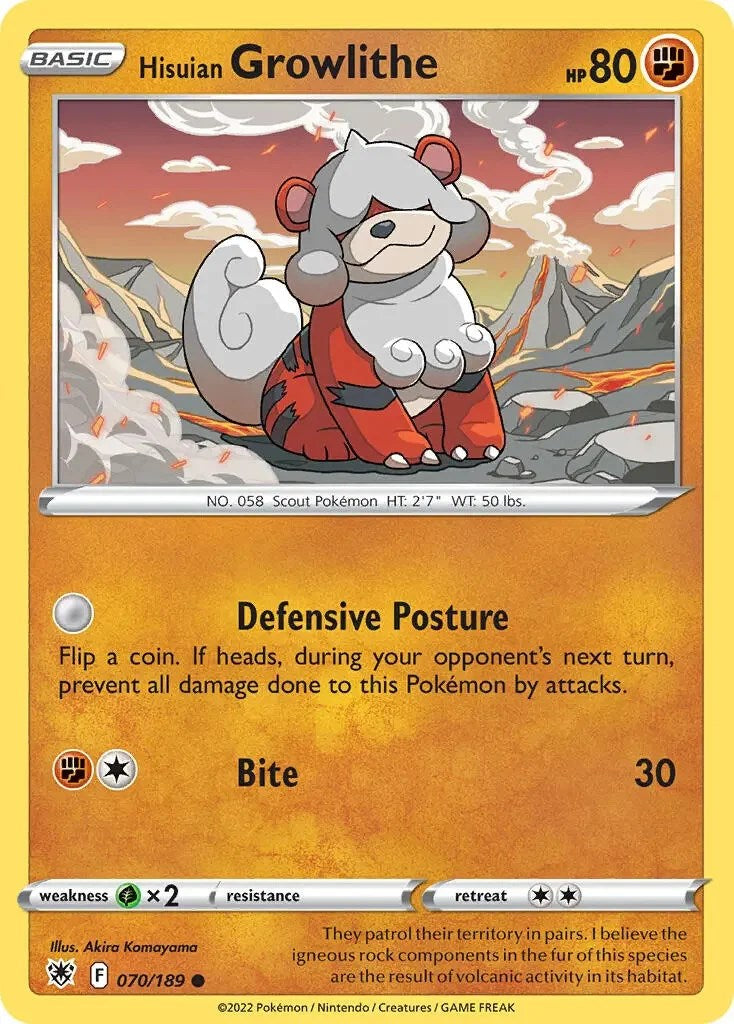 Hisuian Growlithe (070/189) (Theme Deck Exclusive) [Sword & Shield: Astral Radiance] | North of Exile Games