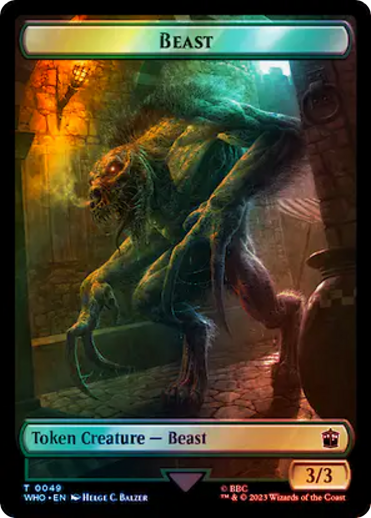 Soldier // Beast Double-Sided Token (Surge Foil) [Doctor Who Tokens] | North of Exile Games