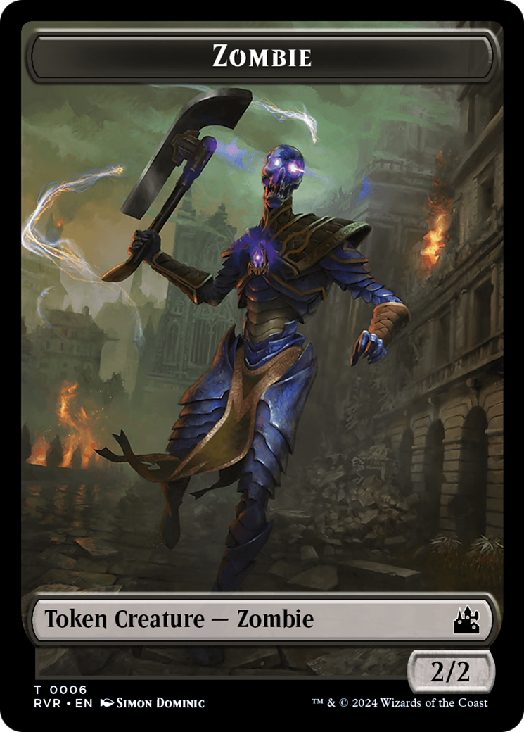 Elf Knight // Zombie Double-Sided Token [Ravnica Remastered Tokens] | North of Exile Games