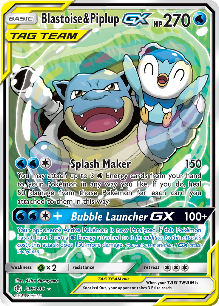 Blastoise & Piplup GX (215/236) [Sun & Moon: Cosmic Eclipse] | North of Exile Games
