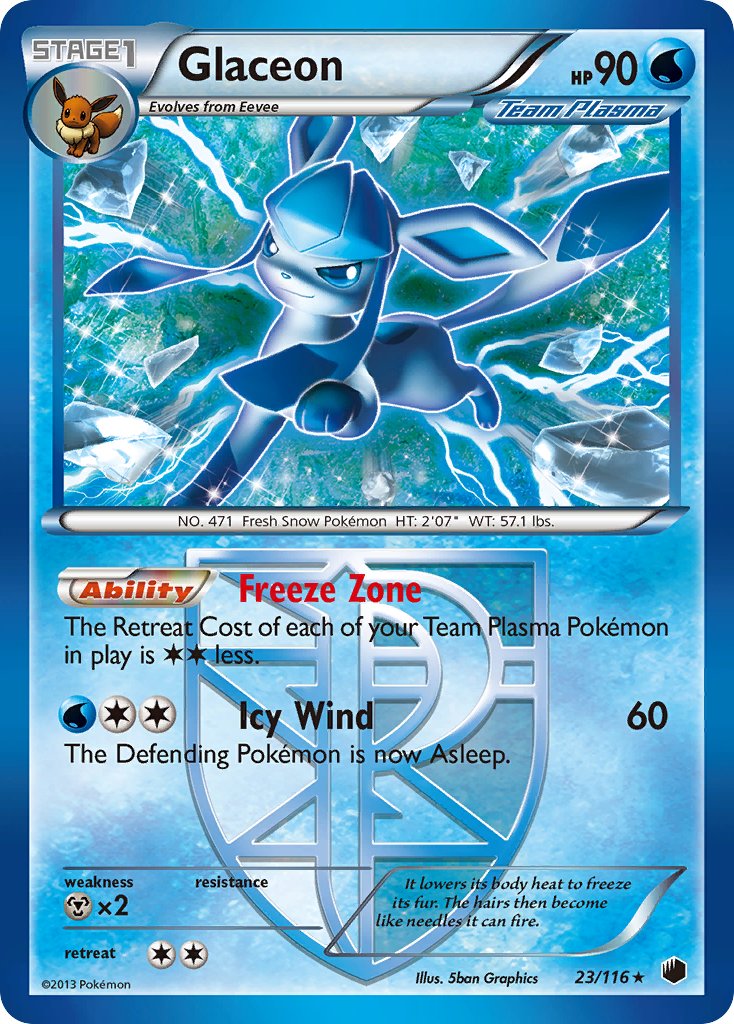Glaceon (23/116) (Theme Deck Exclusive) [Black & White: Plasma Freeze] | North of Exile Games