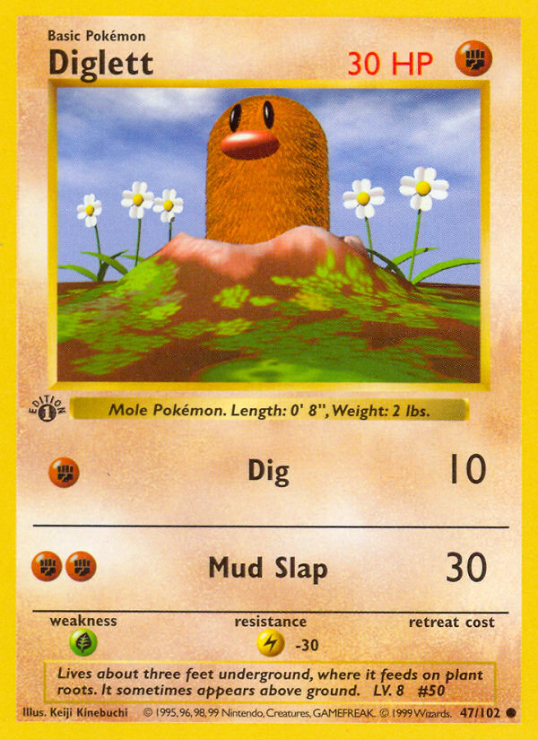 Diglett (47/102) (Shadowless) [Base Set 1st Edition] | North of Exile Games