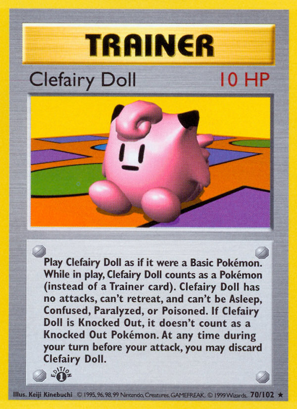Clefairy Doll (70/102) (Shadowless) [Base Set 1st Edition] | North of Exile Games